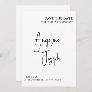 Einfache minimalistische Hochzeit Save The Date