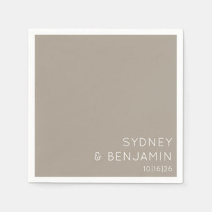 Einfache Minimalistische Hochzeit Taupe Weiß Serviette
