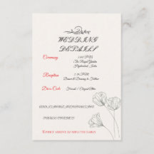 Einfache Minimalistische Hochzeits-Detailkarte