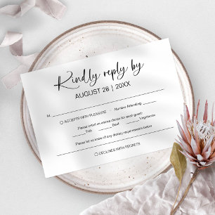 Einfache Minimalistische Hochzeits-RSVP-Karten Einladung