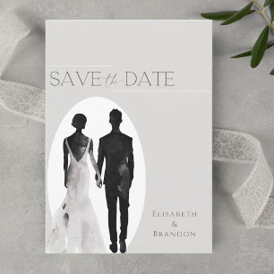 Einfache minimalistische Hochzeits-Wasserfarbe-Sil Save The Date