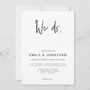 Einfache Minimalistische Hochzeitseinladung Einladung