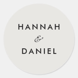 Einfache Minimalistische Hochzeitseinladung & Favo Runder Aufkleber