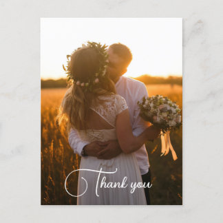 Einfache Minimalistische Hochzeitsfoto Danke Postkarte
