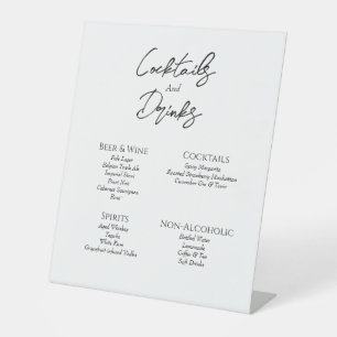 Einfache Minimalistische Hochzeitsgetränke Bar Sockelschild