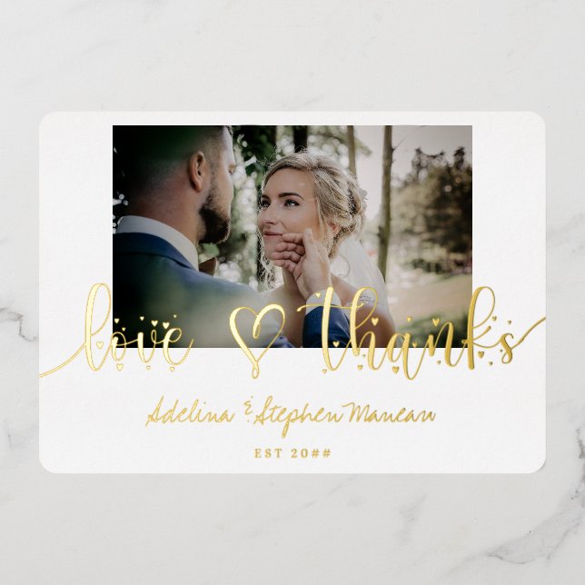 Einfache Minimalistische Hochzeitsgoldfolie Dankes Folieneinladung (Vorderseite)
