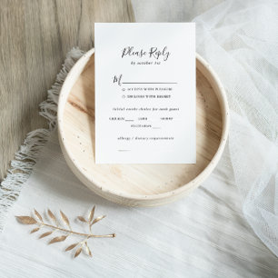 Einfache Minimalistische Hochzeitsmenü-UAWG RSVP Karte