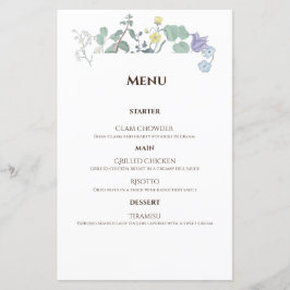 Einfache, minimalistische Hochzeitsmenüs