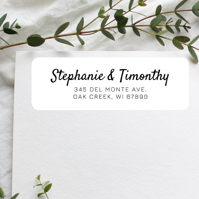 Einfache Minimalistische Hochzeitsstimmung - Rücks (Effortlessly manage wedding correspondence with our simple return labels, ensuring seamless mailing.)