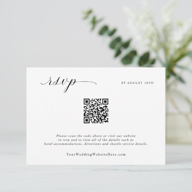 Einfache Minimalistische Hochzeitstorte RSVP Karte (Stehend Vorderseite)