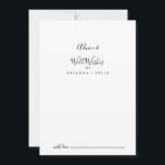 Einfache Minimalistische Hochzeitswünsche Hinweiskarte<br><div class="desc">Diese einfache minimalistische Hochzeitsgutkarte ist perfekt für eine moderne Hochzeit. Das einfache und elegante Design zeichnet sich durch klassische und extravagante Schriftzeichen in Schwarz und Weiß aus. Diese Karten sind ideal für Hochzeiten, Brautparty, Babydusche, Graduiertenfest u.v.m. Personalisieren Sie die Karten mit den Namen der Braut und Bräutigam, den Eltern, die...</div>