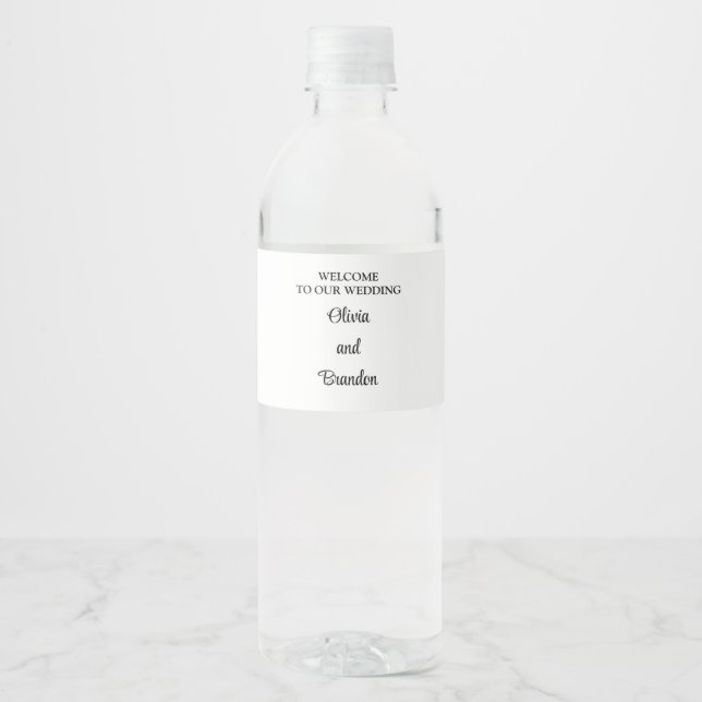 Einfache Minimalistische Hochzeitwasserflasche Wasserflaschenetikett (Vorderseite)