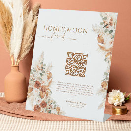 Einfache Minimalistische Honeymoon Fund Wedding QR Sockelschild