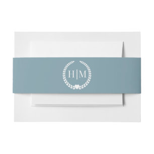 Einfache Minimalistische Icy Slate Blue Monogram W Einladungsbanderole