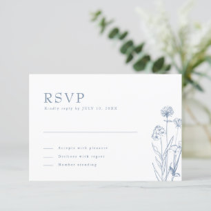 Einfache minimalistische Immergrün-Wildblumen-Hoch RSVP Karte