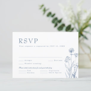 Einfache minimalistische Immergrün-Wildblumen-Hoch RSVP Karte
