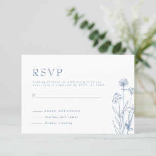 Einfache minimalistische Immergrün-Wildblumen-Hoch RSVP Karte