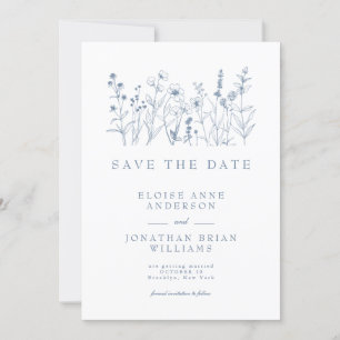 Einfache minimalistische Immergrün-Wildblumen-Hoch Save The Date