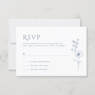 Einfache minimalistische Immergrün-Wildblumenhochz RSVP Karte