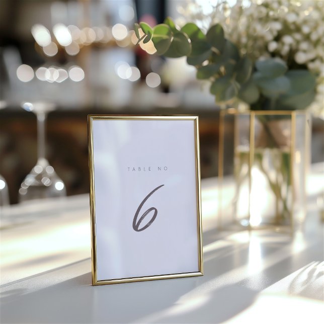 Einfache Minimalistische Kalligraphie 6 Tischnumme Tischnummer (Simple Minimalist Elegant Table Number)
