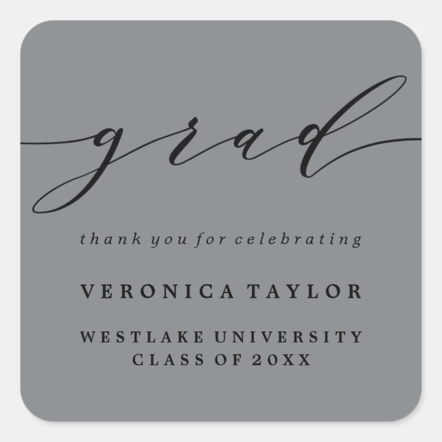 EINFACHE MINIMALISTISCHE KALLIGRAPHIE-ABSCHLUSS-ST QUADRATISCHER AUFKLEBER (Vorderseite)