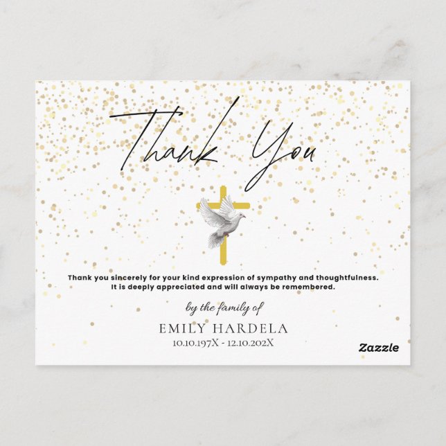 Einfache Minimalistische Karte - Kreuz und Taube (Rückseite)