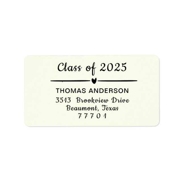 Einfache Minimalistische Klasse des Abschlusses 20 Adressaufkleber (Vorne)