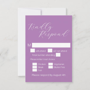 Einfache Minimalistische Lavendel RSVP Karte