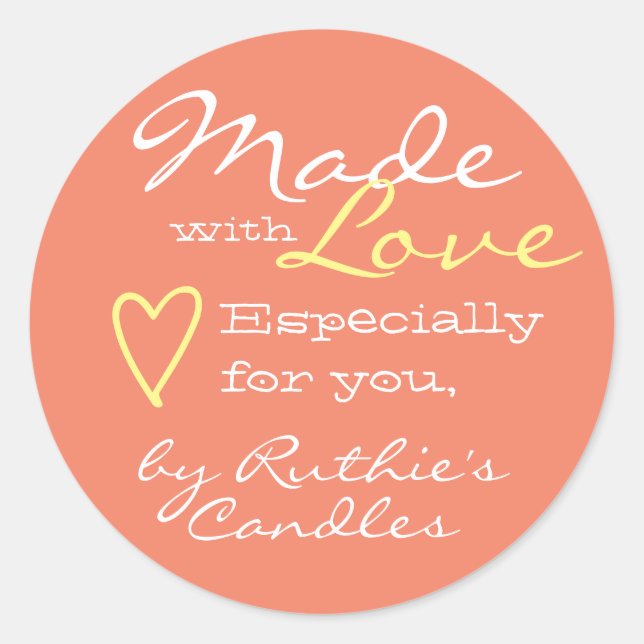 Einfache Minimalistische Liebe Herzdruckfarbe Runder Aufkleber (Vorderseite)