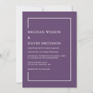 Einfache Minimalistische Lila Hochzeit Einladung