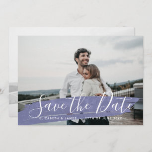Einfache Minimalistische Lila Save the Date Hochze