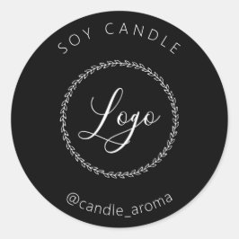 Einfache Minimalistische Logo-Kerze Schwarz-weiß Runder Aufkleber