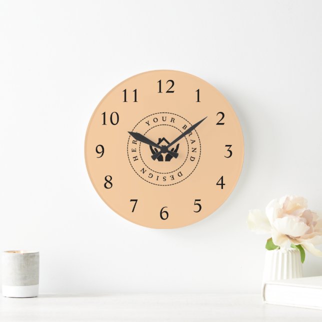 Einfache Minimalistische Logo- und Textwerbung Große Wanduhr (Zuhause)