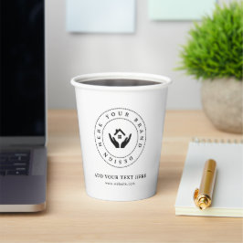Einfache Minimalistische Logo- und Textwerbung Pappbecher