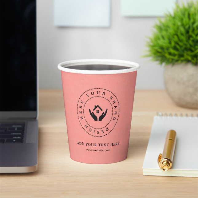 Einfache Minimalistische Logo- und Textwerbung Pappbecher (InSitu)