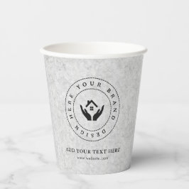 Einfache Minimalistische Logo- und Textwerbung Pappbecher