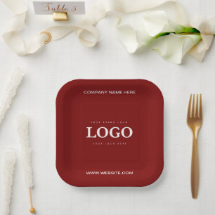 Einfache Minimalistische Logo- und Textwerbung Pappteller