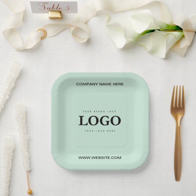 Einfache Minimalistische Logo- und Textwerbung Pappteller (Hochzeit)