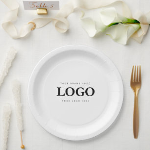 Einfache Minimalistische Logo- und Textwerbung Pappteller