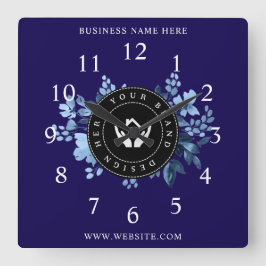 Einfache Minimalistische Logo- und Textwerbung Quadratische Wanduhr