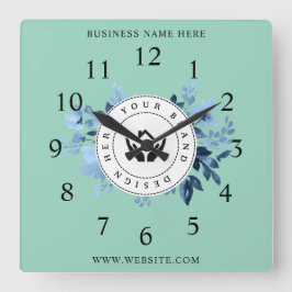 Einfache Minimalistische Logo- und Textwerbung Quadratische Wanduhr