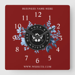 Einfache Minimalistische Logo- und Textwerbung Quadratische Wanduhr