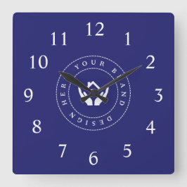 Einfache Minimalistische Logo- und Textwerbung Quadratische Wanduhr