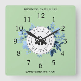 Einfache Minimalistische Logo- und Textwerbung Quadratische Wanduhr