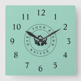 Einfache Minimalistische Logo- und Textwerbung Quadratische Wanduhr