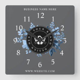 Einfache Minimalistische Logo- und Textwerbung Quadratische Wanduhr