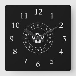 Einfache Minimalistische Logo- und Textwerbung Quadratische Wanduhr