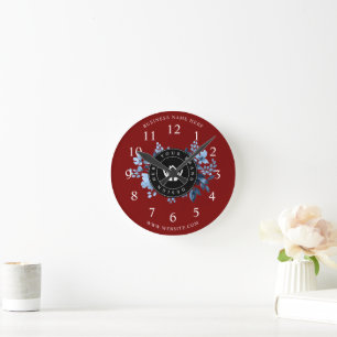 Einfache Minimalistische Logo- und Textwerbung Runde Wanduhr