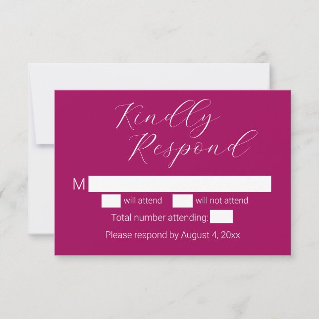 Einfache Minimalistische Magenta-Script-Hochzeit-R Dankeskarte (Vorderseite)
