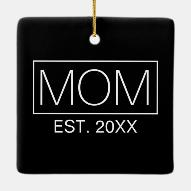 Einfache Minimalistische Mama Typografie | Ornamen Keramikornament (Rückseite)